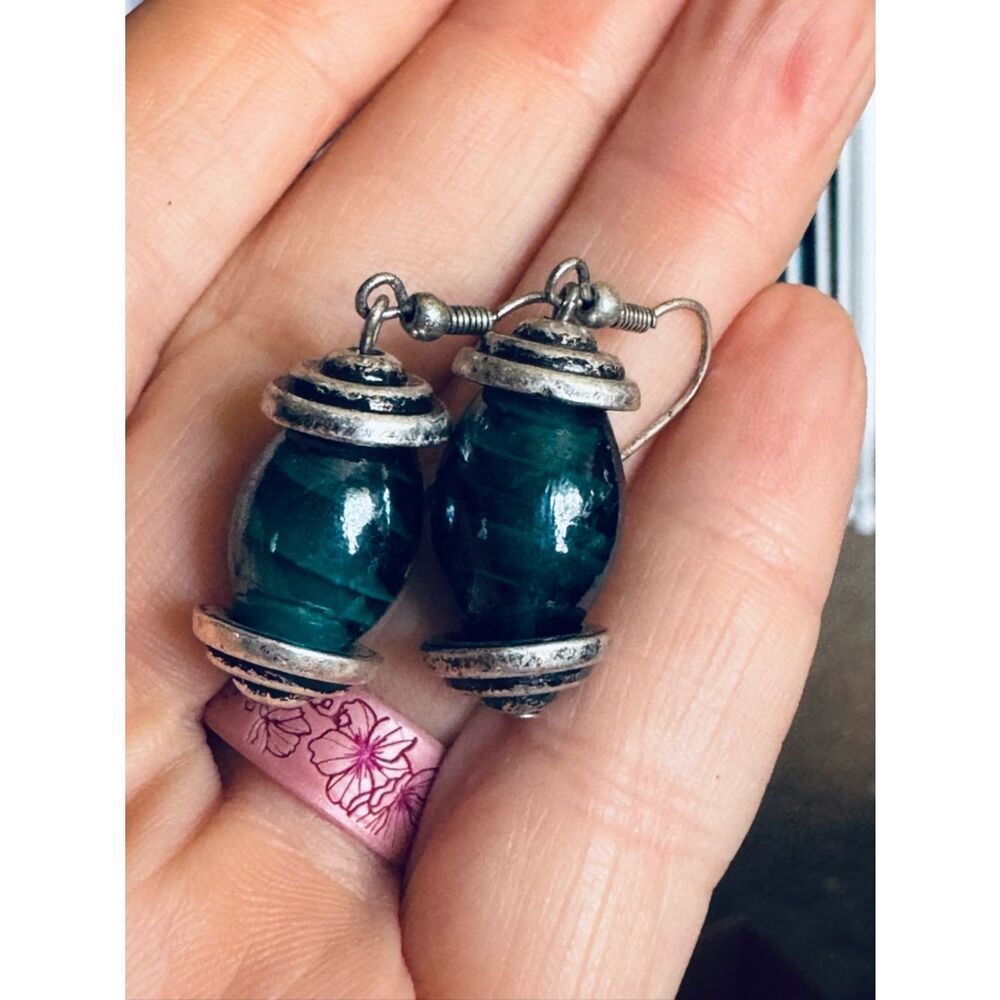 Sweet Waters Earrings by Premier Designs, Swirled Glass and Antique Silver